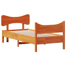 vidaXL viaszbarna tömör fenyőfa ágykeret fejtámlával 100 x 200 cm (3216389) ágy és ágykellék