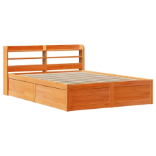 vidaXL viaszbarna tömör fenyőfa ágykeret fejtámlával 120 x 190 cm (3307103) ágy és ágykellék