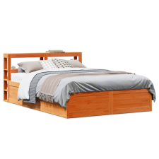 vidaXL viaszbarna tömör fenyőfa ágykeret fejtámlával 120 x 200 cm ágy és ágykellék