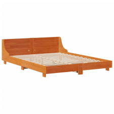 vidaXL viaszbarna tömör fenyőfa ágykeret fejtámlával 120 x 200 cm (850733) ágy és ágykellék