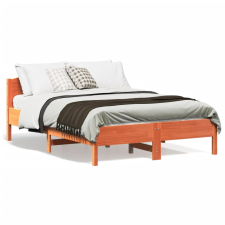 vidaXL viaszbarna tömör fenyőfa ágykeret fejtámlával 135 x 190 cm ágy és ágykellék