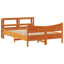 vidaXL viaszbarna tömör fenyőfa ágykeret fejtámlával 135 x 190 cm (3306320) ágy és ágykellék