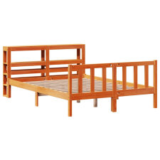 vidaXL viaszbarna tömör fenyőfa ágykeret fejtámlával 140 x 190 cm (3305775) ágy és ágykellék
