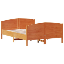 vidaXL viaszbarna tömör fenyőfa ágykeret fejtámlával 140 x 200 cm (3216175) ágy és ágykellék