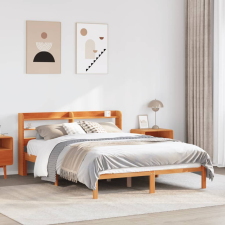 vidaXL viaszbarna tömör fenyőfa ágykeret fejtámlával 150x200 cm ágy és ágykellék