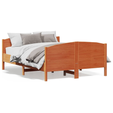 vidaXL viaszbarna tömör fenyőfa ágykeret fejtámlával 160 x 200 cm ágy és ágykellék