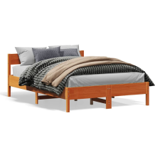 vidaXL viaszbarna tömör fenyőfa ágykeret fejtámlával 160 x 200 cm ágy és ágykellék