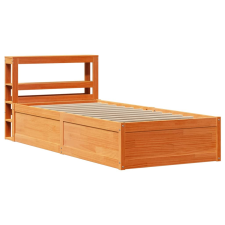 vidaXL viaszbarna tömör fenyőfa ágykeret fejtámlával 90 x 190 cm (3306365) ágy és ágykellék