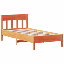 vidaXL viaszbarna tömör fenyőfa ágykeret fejtámlával 90 x 200 cm (842661) ágy és ágykellék