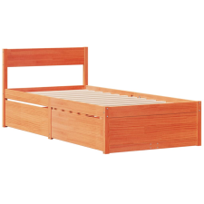 vidaXL viaszbarna tömör fenyőfa ágykeret fiókokkal 100 x 200 cm ágy és ágykellék