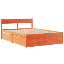 vidaXL viaszbarna tömör fenyőfa ágykeret fiókokkal 120 x 190 cm ágy és ágykellék