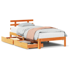 vidaXL viaszbarna tömör fenyőfa ágykeret fiókokkal 75 x 190 cm (3302020) ágy és ágykellék