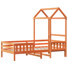 vidaXL viaszbarna tömör fenyőfa ágykeret tetővel 75 x 190 cm ágy és ágykellék