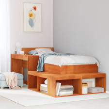 vidaXL viaszbarna tömör fenyőfa éjjeliszekrény asztallal 232x112x75 cm bútor