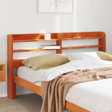 vidaXL viaszbarna tömör fenyőfa fejtámla polcokkal 120 cm ágy és ágykellék