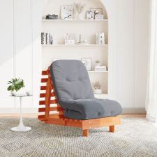 vidaXL viaszbarna tömör fenyőfa futon kanapéágy matraccal 60x206x11 cm bútor