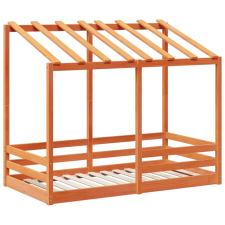 vidaXL viaszbarna tömör fenyőfa gyerekágy tetővel 80 x 160 cm gyermekágy