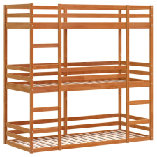 vidaXL viaszbarna tömör fenyőfa háromszintes ágy 75 x 190 cm ágy és ágykellék