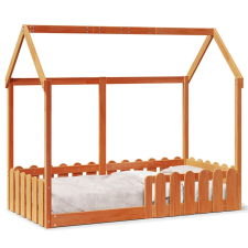 vidaXL viaszbarna tömör fenyőfa házikó gyerekágykeret 80 x 160 cm ágy és ágykellék