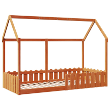 vidaXL viaszbarna tömör fenyőfa házikó gyerekágykeret 90 x 200 cm (850688) ágy és ágykellék