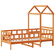vidaXL viaszbarna tömör fenyőfa kanapéágy tetővel 90 x 200 cm ágy és ágykellék