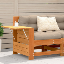 vidaXL Viaszbarna tömör fenyőfa kerti karfás kanapé kisasztallal kerti bútor