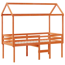 vidaXL viaszbarna tömör fenyőfa magasított ágy tetővel 90 x 190 cm ágy és ágykellék