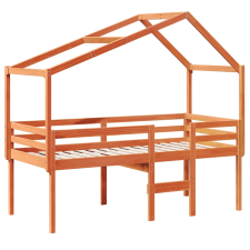 vidaXL viaszbarna tömör fenyőfa magasított ágy tetővel 90 x 190 cm ágy és ágykellék