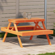 vidaXL Viaszbarna tömör fenyőfa piknik asztal 105 x 134 x 75 cm kerti bútor