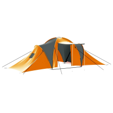 vidaXL vidaXL 9 személyes szürke és narancssárga szövet kempingsátor sátor