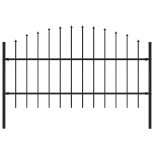 vidaXL vidaXL fekete, lándzsahegy tetejű acélkerítés (0,75-1) x 1,7 m dekoráció