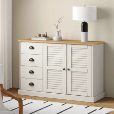  vidaXL VIGO fehér tömör fenyőfa fiókos tálalószekrény 113x40x75 cm bútor