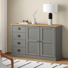 vidaXL VIGO szürke tömör fenyőfa fiókos tálalószekrény 113x40x75 cm bútor