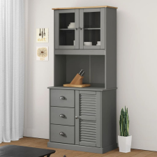 vidaXL VIGO szürke tömör fenyőfa tálaló felső 78x30x100 cm bútor