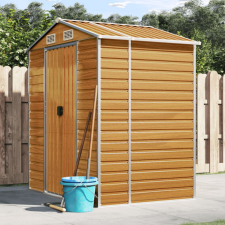vidaXL világosbarna horganyzott acél kerti fészer 191 x 130 x 198 cm kerti tárolás