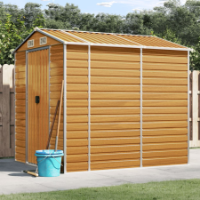 vidaXL világosbarna horganyzott acél kerti fészer 191 x 215 x 198 cm kerti tárolás