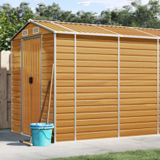 vidaXL világosbarna horganyzott acél kerti fészer 191 x 810 x 198 cm kerti tárolás