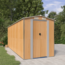 vidaXL világosbarna horganyzott acél kerti fészer 192x523x223 cm kerti tárolás