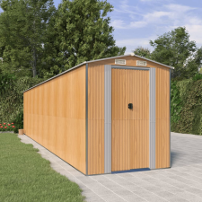 vidaXL világosbarna horganyzott acél kerti fészer 192x855x223 cm kerti tárolás