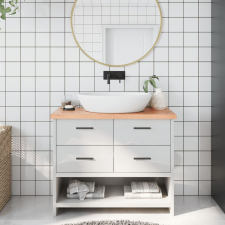 vidaXL világosbarna kezelt tömör fa fürdőszobai pult 100x30x4 cm fürdőszoba bútor