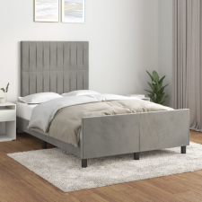 vidaXL világosszürke bársony ágykeret fejtámlával 120 x 200 cm ágy és ágykellék