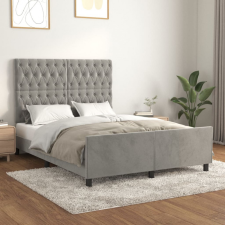 vidaXL világosszürke bársony ágykeret fejtámlával 140 x 200 cm ágy és ágykellék