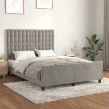 vidaXL világosszürke bársony ágykeret fejtámlával 140 x 200 cm ágy és ágykellék