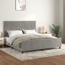 vidaXL világosszürke bársony ágykeret fejtámlával 160 x 200 cm ágy és ágykellék