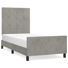 vidaXL világosszürke bársony ágykeret fejtámlával 80 x 200 cm (3125721) ágy és ágykellék