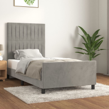 vidaXL világosszürke bársony ágykeret fejtámlával 90x200 cm ágy és ágykellék