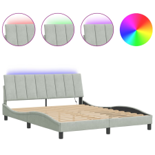 vidaXL világosszürke bársony ágykeret LED-es világítással 160 x 200 cm (3213787) ágy és ágykellék