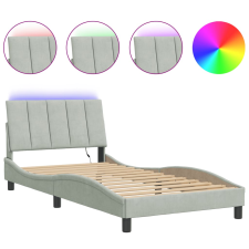 vidaXL világosszürke bársony ágykeret LED-világítással 100 x 200 cm (3213763) ágy és ágykellék