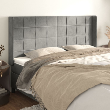 vidaXL világosszürke bársony fejtámla szárnyakkal 183x16x118/128 cm ágy és ágykellék