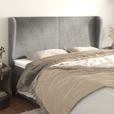 vidaXL világosszürke bársony fejtámla szárnyakkal 203x23x118/128 cm ágy és ágykellék